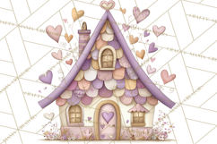 Heart Homes Valentine Clipart, Cozy Cottage PNG Product Image 3