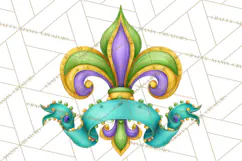 Mardi Gras Clipart PNG Party Icons Masks Beads Fleur De Lis Product Image 5