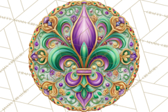 Mardi Gras Clipart PNG Party Icons Masks Beads Fleur De Lis Product Image 4