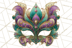 Mardi Gras Clipart PNG Party Icons Masks Beads Fleur De Lis Product Image 2