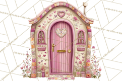 Heart Homes Valentine Clipart, Cozy Cottage PNG Product Image 4