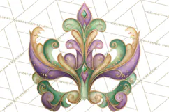 Mardi Gras Clipart PNG Party Icons Masks Beads Fleur De Lis Product Image 3