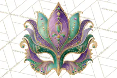 Mardi Gras Clipart PNG Party Icons Masks Beads Fleur De Lis Product Image 4