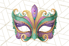 Mardi Gras Clipart PNG Party Icons Masks Beads Fleur De Lis Product Image 5