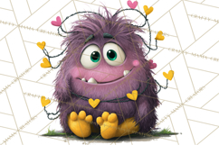 Quirky Valentine Monster Clipart PNG for Cute Printable Product Image 2