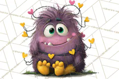 Quirky Valentine Monster Clipart PNG for Cute Printable Product Image 2