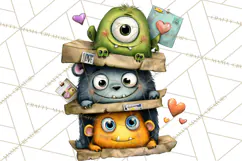 Quirky Valentine Monster Clipart PNG for Cute Printable Product Image 4