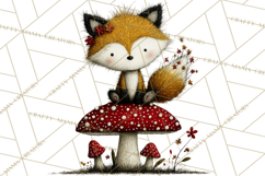 Forest Friends Woodland Animals PNG Clipart Mushrooms Art Product Image 5
