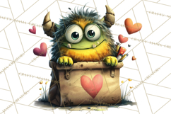 Quirky Valentine Monster Clipart PNG for Cute Printable Product Image 5