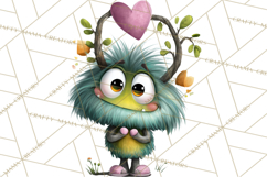 Quirky Valentine Monster Clipart PNG for Cute Printable Product Image 4