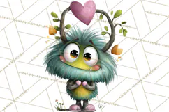 Quirky Valentine Monster Clipart PNG for Cute Printable Product Image 4