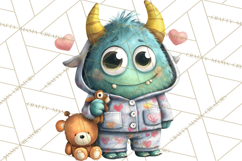 Quirky Valentine Monster Clipart PNG for Cute Printable Product Image 4