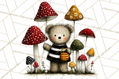 Forest Friends Woodland Animals PNG Clipart Mushrooms Art Product Image 3