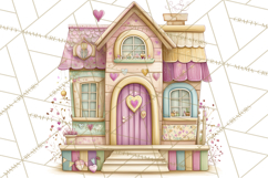 Heart Homes Valentine Clipart, Cozy Cottage PNG Product Image 3
