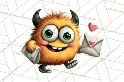 Quirky Valentine Monster Clipart PNG for Cute Printable Product Image 5