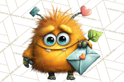 Quirky Valentine Monster Clipart PNG for Cute Printable Product Image 2