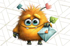 Quirky Valentine Monster Clipart PNG for Cute Printable Product Image 2