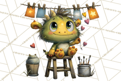 Quirky Valentine Monster Clipart PNG for Cute Printable Product Image 3