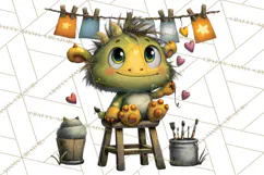 Quirky Valentine Monster Clipart PNG for Cute Printable Product Image 3