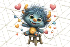 Quirky Valentine Monster Clipart PNG for Cute Printable Product Image 4