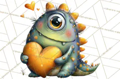 Quirky Valentine Monster Clipart PNG for Cute Printable Product Image 5