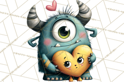Quirky Valentine Monster Clipart PNG for Cute Printable Product Image 2