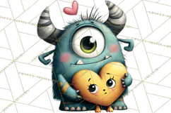Quirky Valentine Monster Clipart PNG for Cute Printable Product Image 2