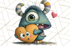 Quirky Valentine Monster Clipart PNG for Cute Printable Product Image 3