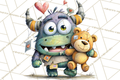 Quirky Valentine Monster Clipart PNG for Cute Printable Product Image 4
