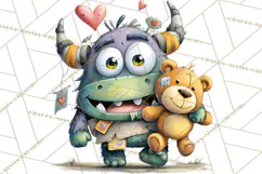 Quirky Valentine Monster Clipart PNG for Cute Printable Product Image 4
