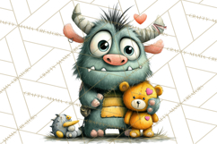 Quirky Valentine Monster Clipart PNG for Cute Printable Product Image 5