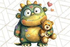 Quirky Valentine Monster Clipart PNG for Cute Printable Product Image 2