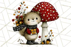 Forest Friends Woodland Animals PNG Clipart Mushrooms Art Product Image 4