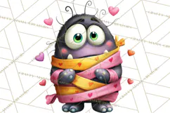 Quirky Valentine Monster Clipart PNG for Cute Printable Product Image 3