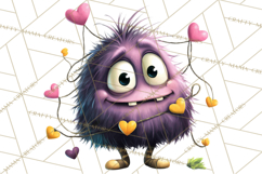 Quirky Valentine Monster Clipart PNG for Cute Printable Product Image 3