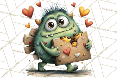 Quirky Valentine Monster Clipart PNG for Cute Printable Product Image 4