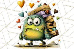 Quirky Valentine Monster Clipart PNG for Cute Printable Product Image 5