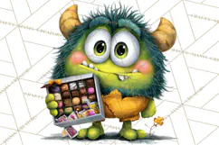 Quirky Valentine Monster Clipart PNG for Cute Printable Product Image 2