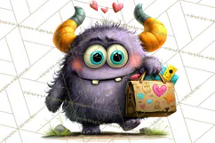 Quirky Valentine Monster Clipart PNG for Cute Printable Product Image 3