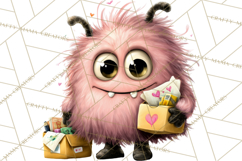 Quirky Valentine Monster Clipart PNG for Cute Printable Product Image 4