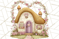 Heart Homes Valentine Clipart, Cozy Cottage PNG Product Image 5
