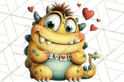Quirky Valentine Monster Clipart PNG for Cute Printable Product Image 5