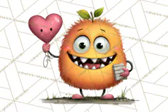 Quirky Valentine Monster Clipart PNG for Cute Printable Product Image 3