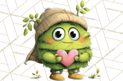 Quirky Valentine Monster Clipart PNG for Cute Printable Product Image 4