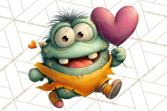 Quirky Valentine Monster Clipart PNG for Cute Printable Product Image 5