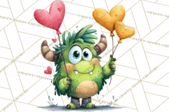 Quirky Valentine Monster Clipart PNG for Cute Printable Product Image 2