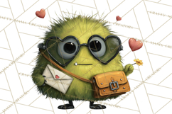 Quirky Valentine Monster Clipart PNG for Cute Printable Product Image 3