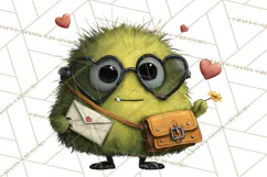 Quirky Valentine Monster Clipart PNG for Cute Printable Product Image 3