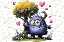 Quirky Valentine Monster Clipart PNG for Cute Printable Product Image 4