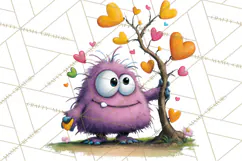 Quirky Valentine Monster Clipart PNG for Cute Printable Product Image 5